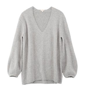 Cuyana Bell Sleeve V Neck Sweater | Grey | XS